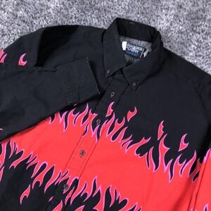 Brooks & Dunn Shirt Mens XL Black Flame Graphic Long Sleeve Western Button USA